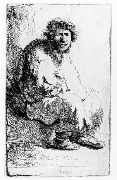 Mendiant assis sur un banc, 1630 - Rembrandt van Rijn